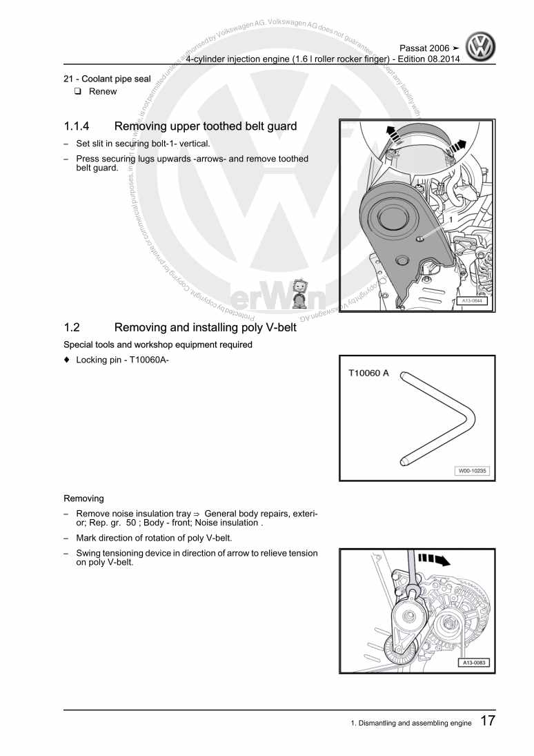 Beispielseite für Reparaturanleitung 3 4-cylinder injection engine (1.6 l roller rocker finger)