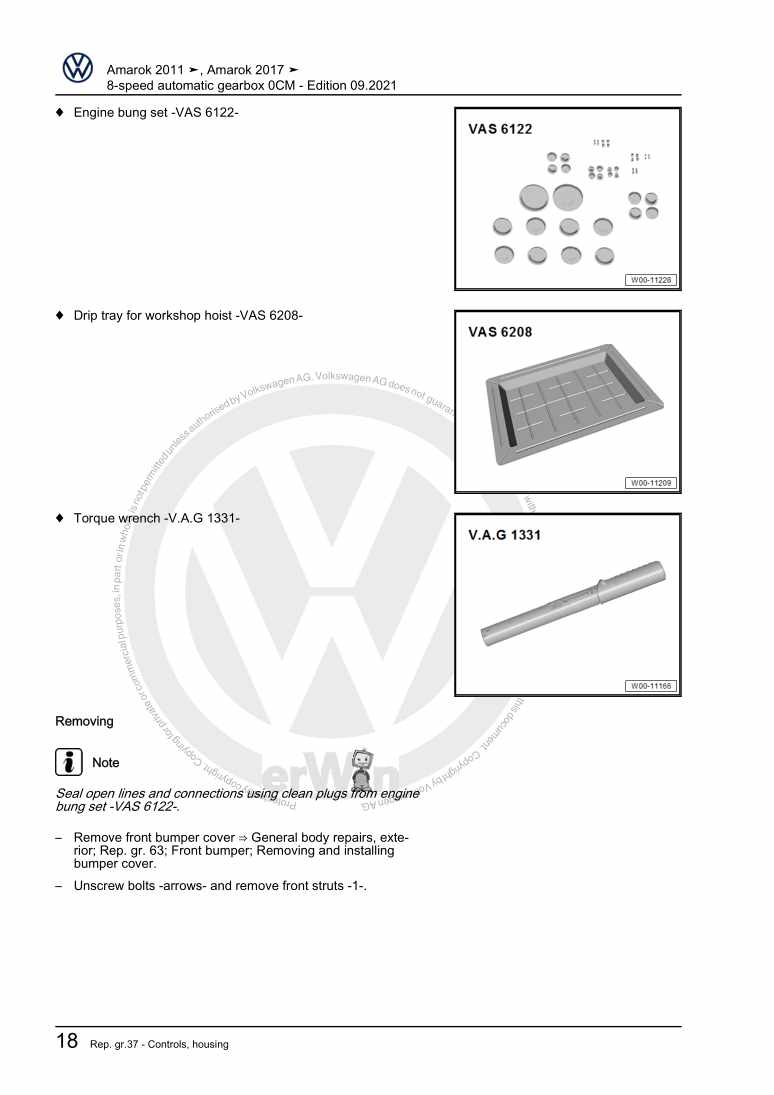 Examplepage for repair manual 3 8-speed automatic gearbox 0CM