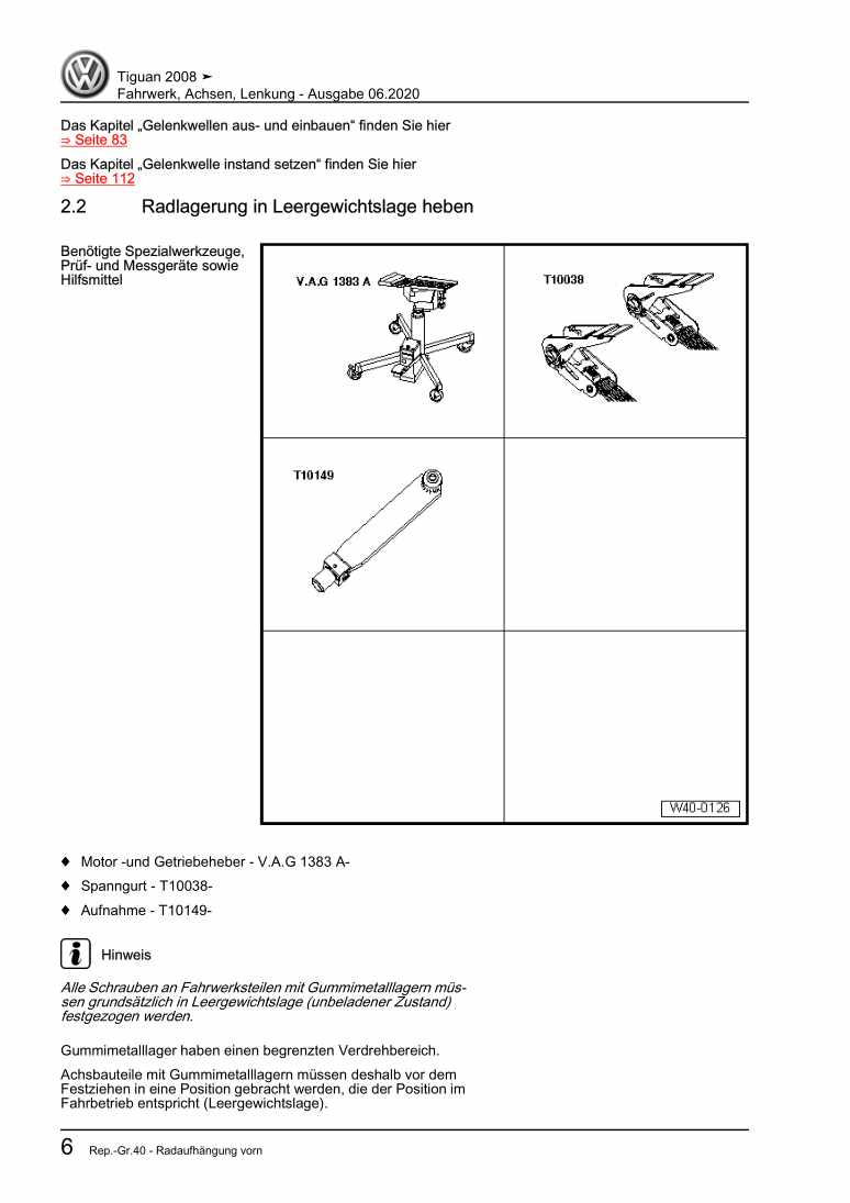 Examplepage for repair manual 2 Fahrwerk, Achsen, Lenkung