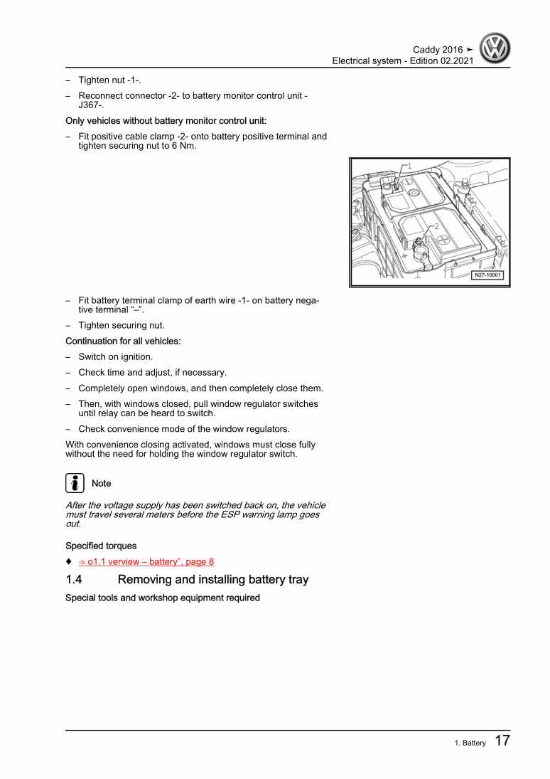 Examplepage for repair manual 2 Electrical system