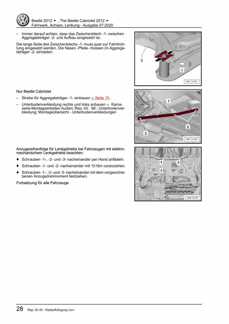 Examplepage for repair manual Fahrwerk, Achsen, Lenkung