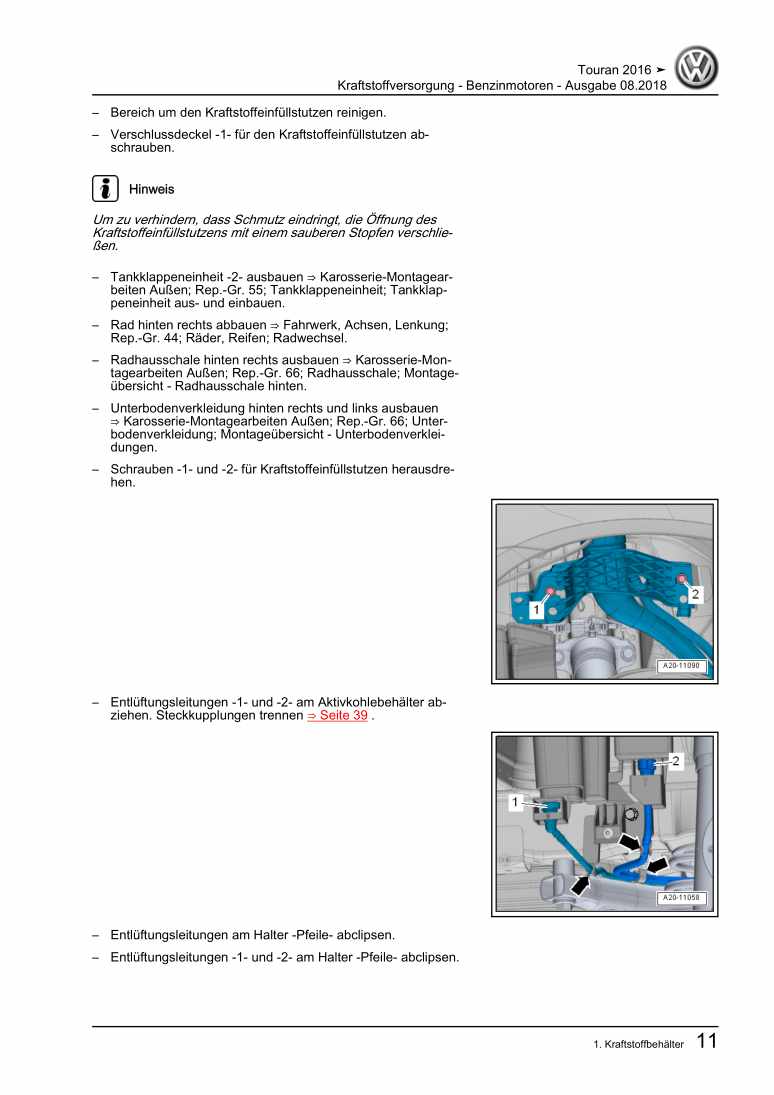 Beispielseite für Reparaturanleitung 2 Kraftstoffversorgung - Benzinmotoren