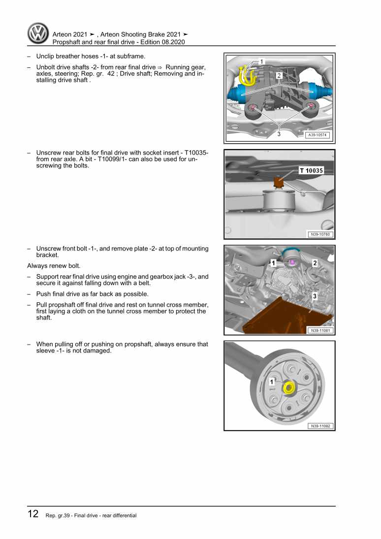 Examplepage for repair manual 3 Propshaft and rear final drive