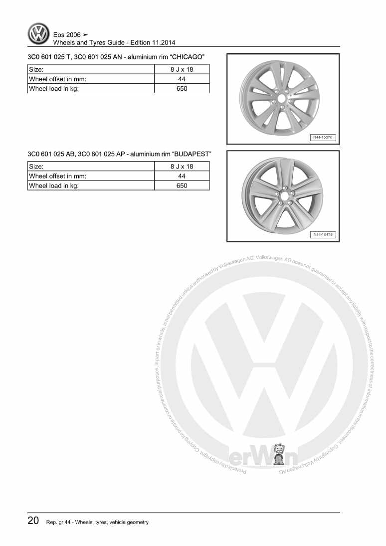 Examplepage for repair manual 3 Wheels and Tyres Guide