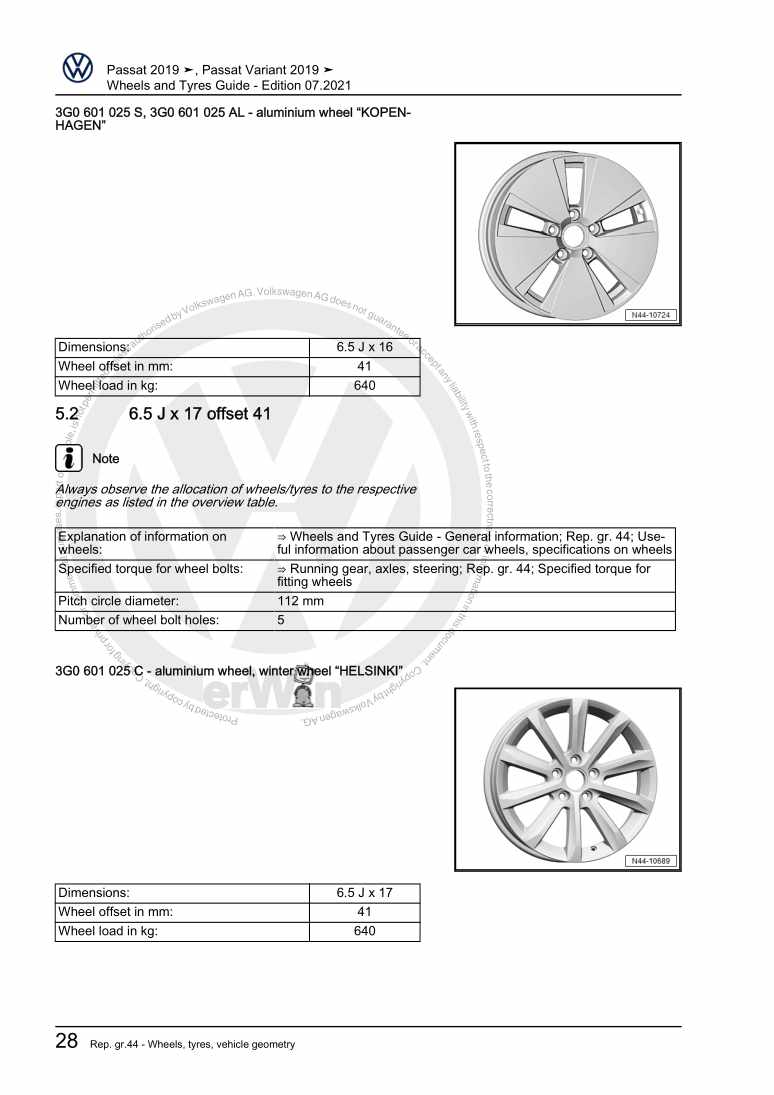 Examplepage for repair manual 2 Wheels and Tyres Guide