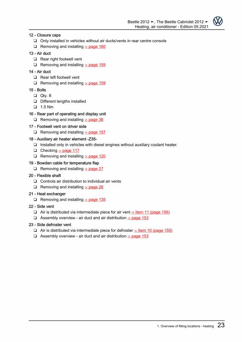 Examplepage for repair manual 2 Heating, air conditioner