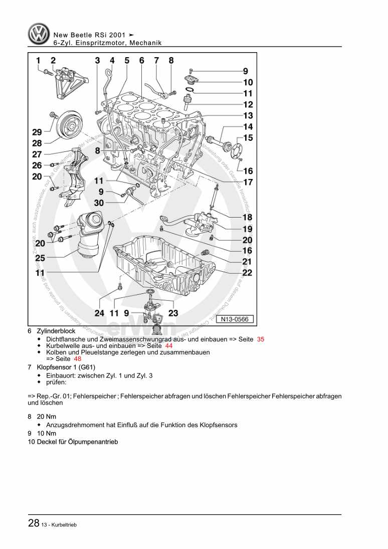 Beispielseite für Reparaturanleitung 3 6-Zyl. Einspritzmotor, Mechanik