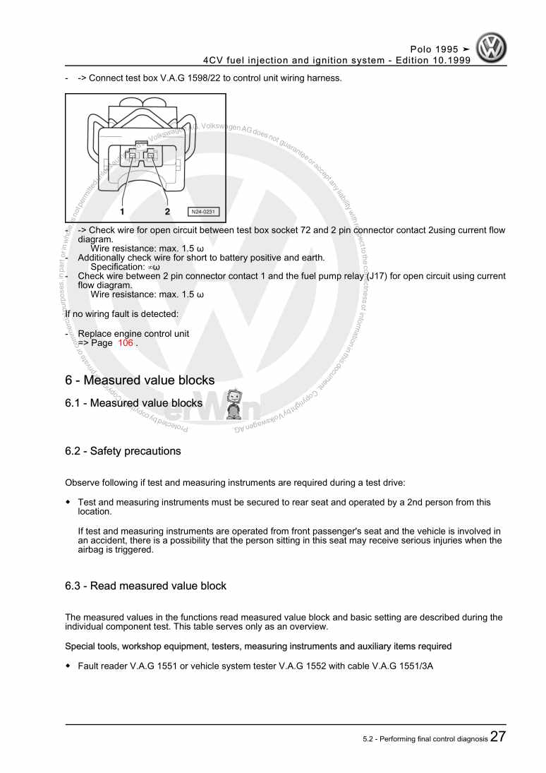 Examplepage for repair manual 4CV fuel injection and ignition system