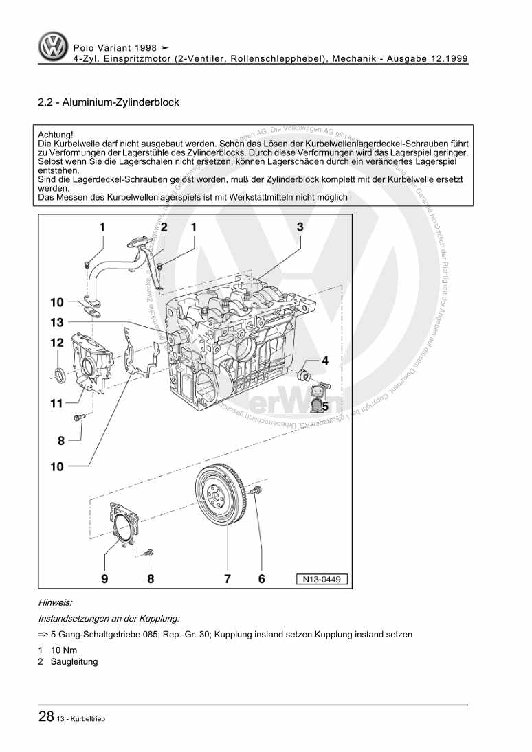 Beispielseite für Reparaturanleitung 4-Zyl. Einspritzmotor (2-Ventiler, Rollenschlepphebel), Mechanik