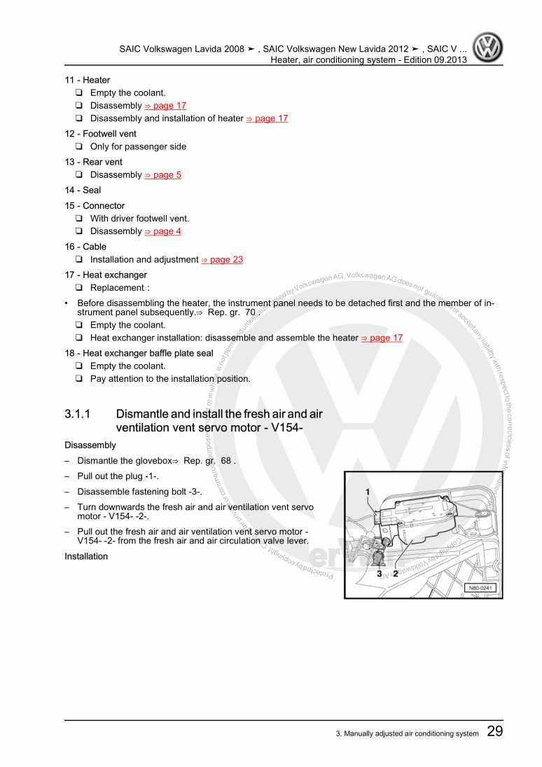 Examplepage for repair manual 2 Heater, air conditioning system
