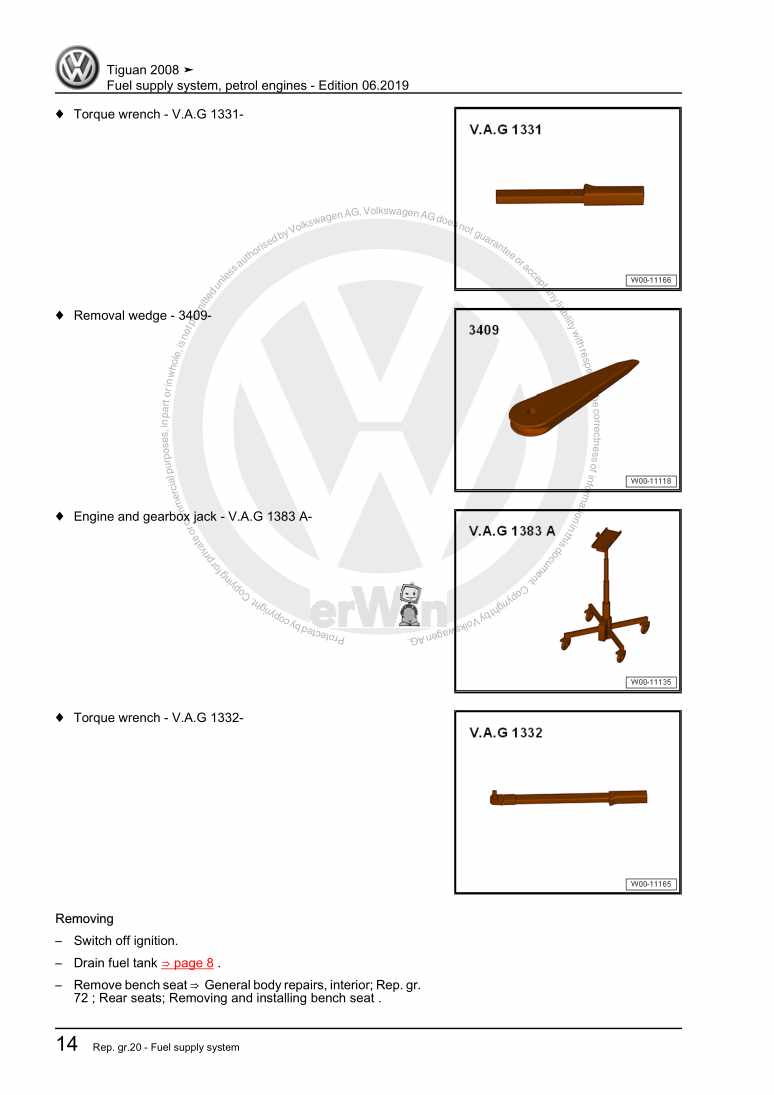 Examplepage for repair manual 3 Fuel supply system, petrol engines