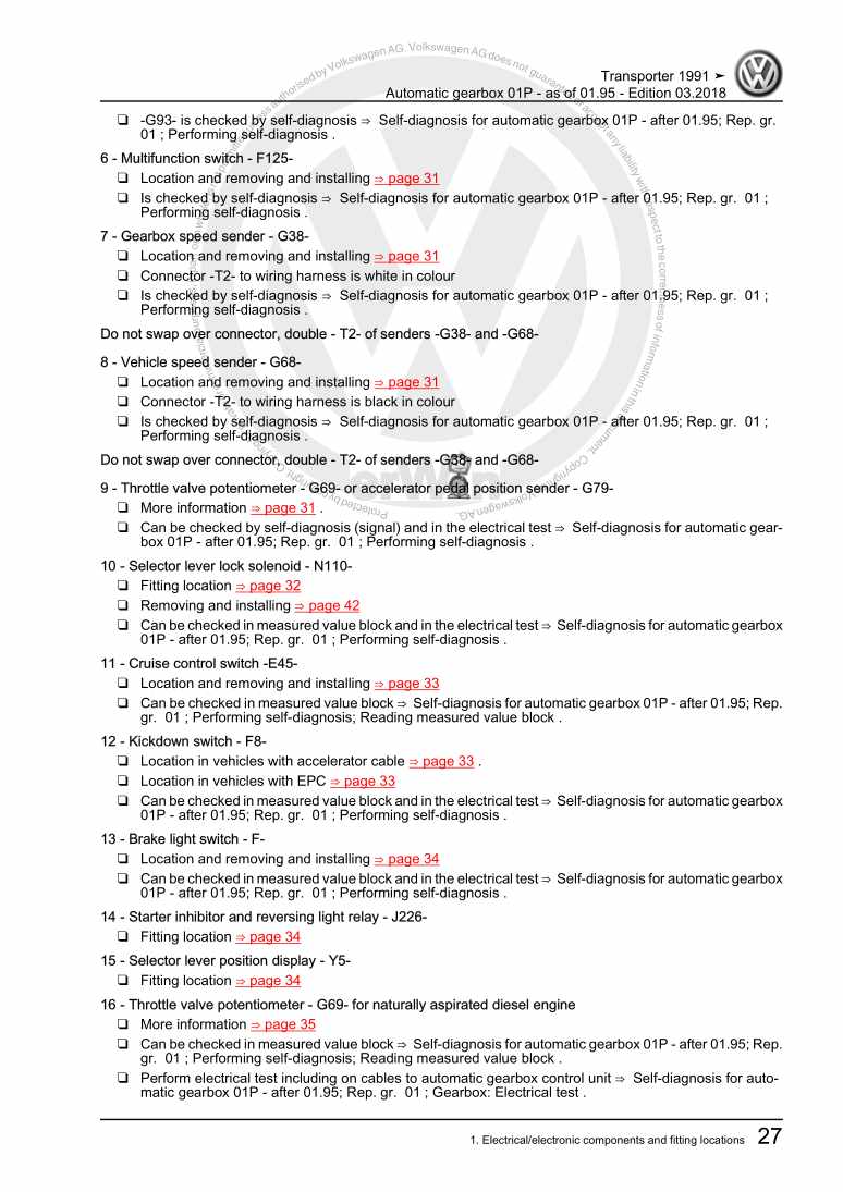 Examplepage for repair manual Automatic gearbox 01P - as of 01.95