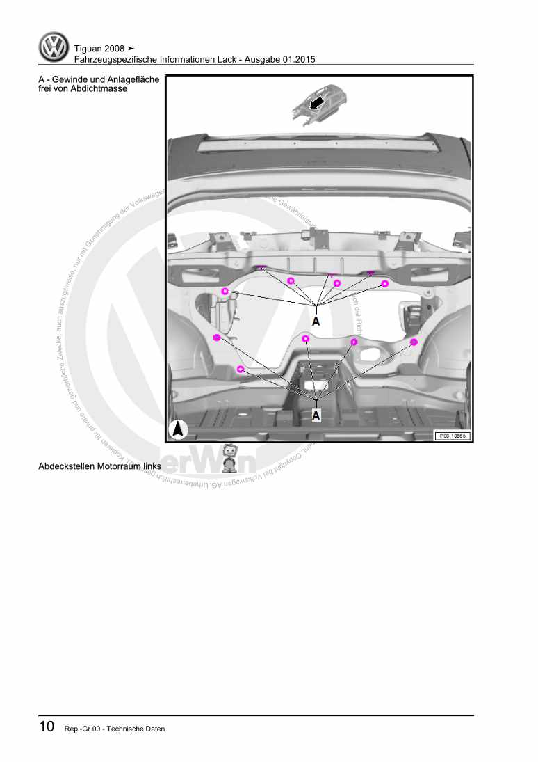 Examplepage for repair manual Fahrzeugspezifische Informationen Lack