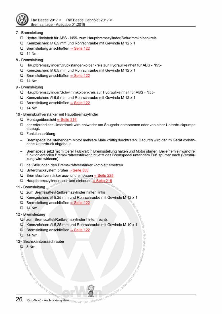 Beispielseite für Reparaturanleitung 2 Bremsanlage