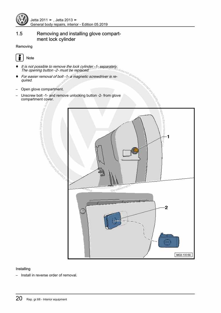 Examplepage for repair manual 2 General body repairs, interior