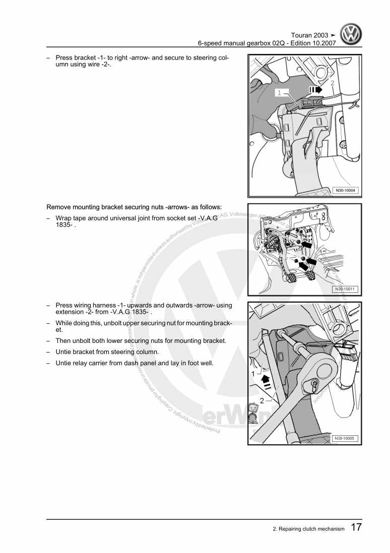 Examplepage for repair manual 6-speed manual gearbox 02Q