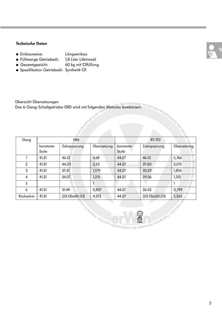 Beispielseite für Reparaturanleitung Nr. 299: Das 6-Gang Schaltgetriebe 08D