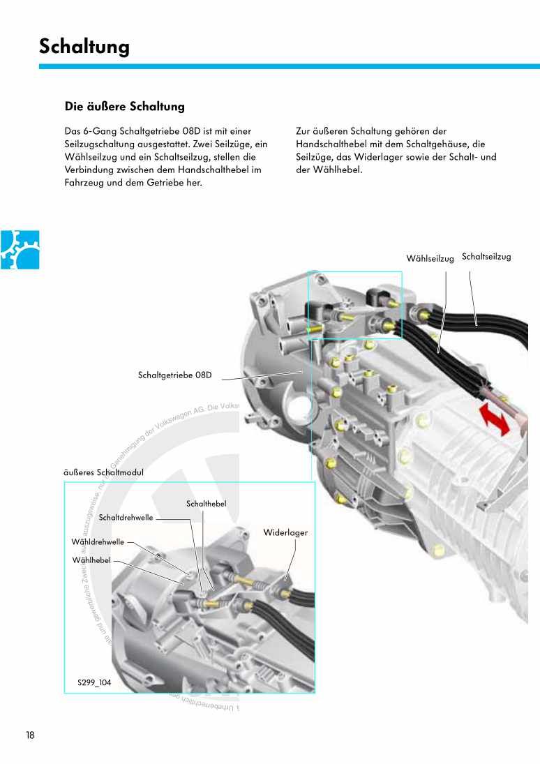 Beispielseite für Reparaturanleitung 3 Nr. 299: Das 6-Gang Schaltgetriebe 08D