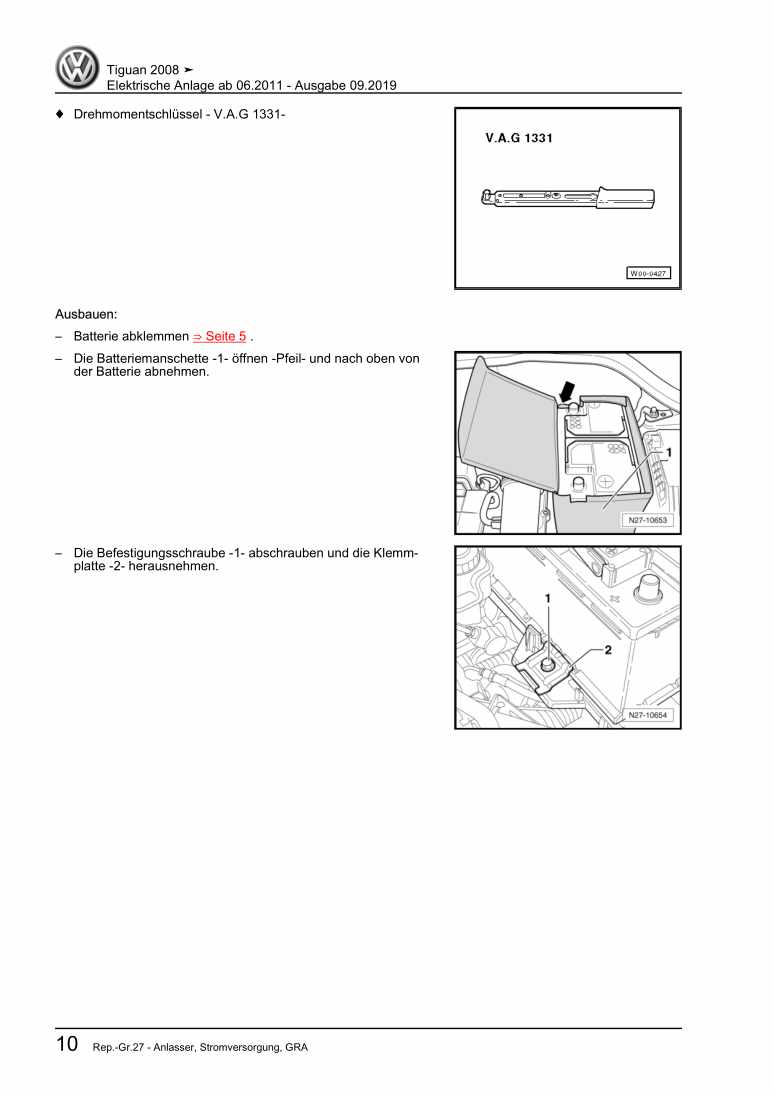 Beispielseite für Reparaturanleitung 3 Elektrische Anlage ab 06.2011