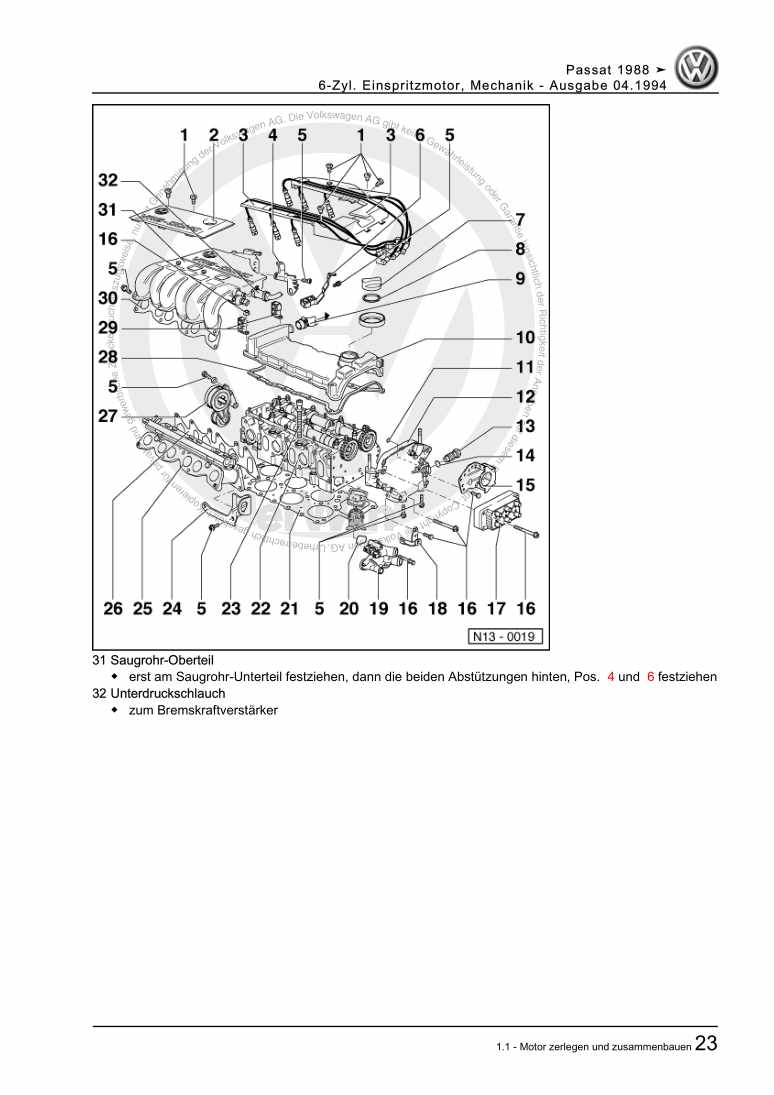 Examplepage for repair manual 2 6-Zyl. Einspritzmotor, Mechanik