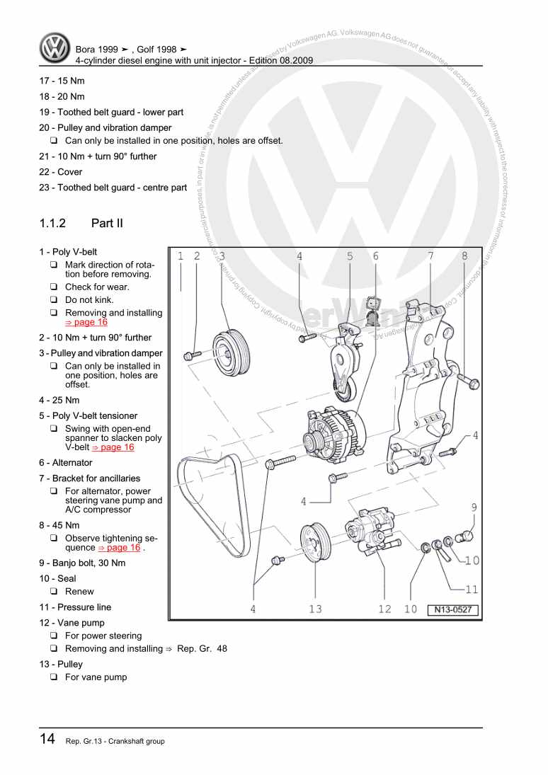 Examplepage for repair manual 2 4-cylinder diesel engine with unit injector