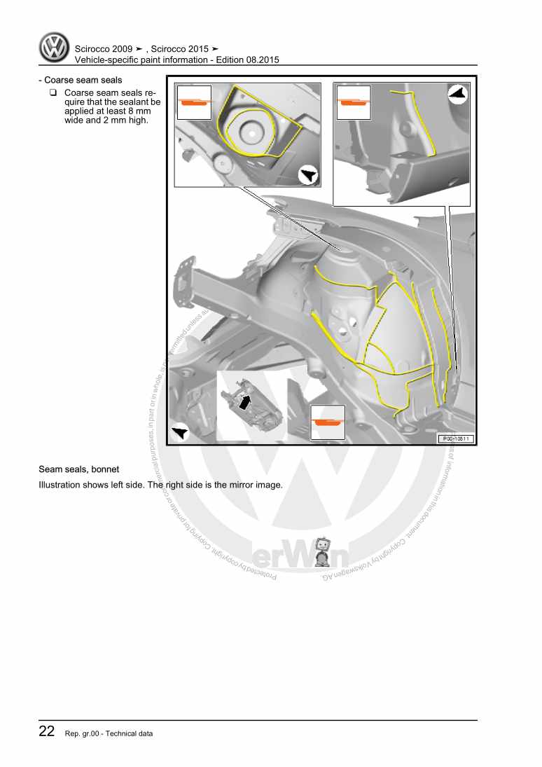 Examplepage for repair manual 2 Vehicle-specific paint information