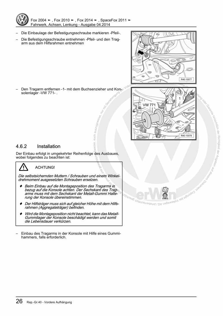 Beispielseite für Reparaturanleitung 3 Fahrwerk, Achsen, Lenkung