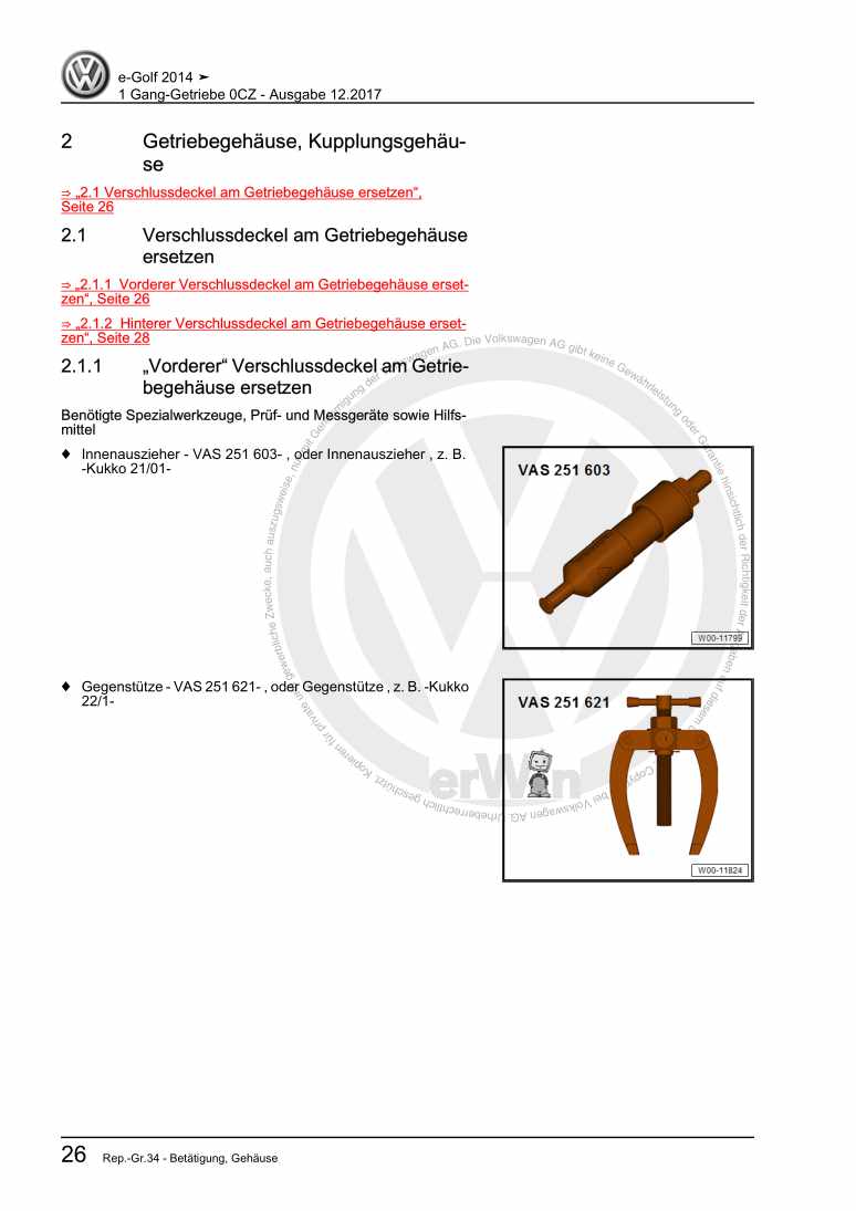 Examplepage for repair manual 1 Gang-Getriebe 0CZ