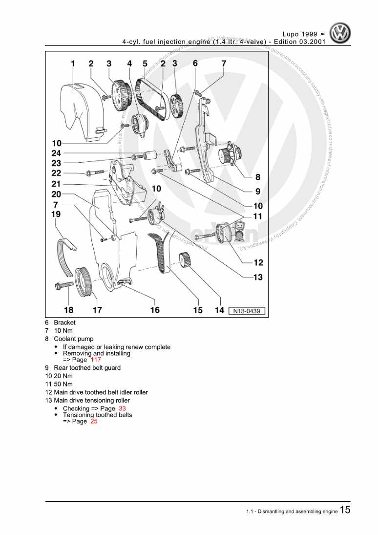 Examplepage for repair manual 4-cyl. fuel injection engine (1.4 ltr. 4-valve)
