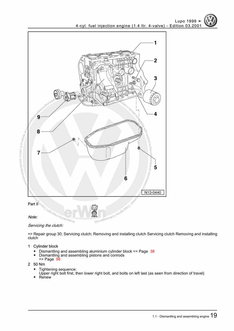 Examplepage for repair manual 3 4-cyl. fuel injection engine (1.4 ltr. 4-valve)