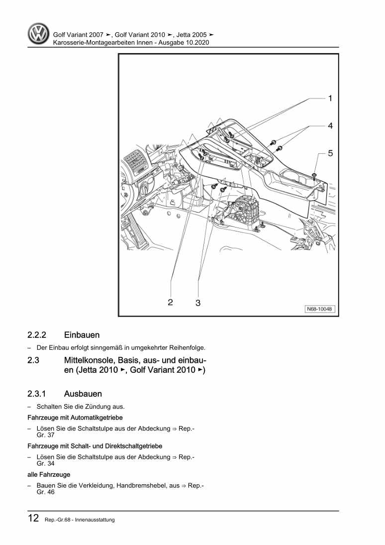 Examplepage for repair manual 2 Karosserie-Montagearbeiten Innen