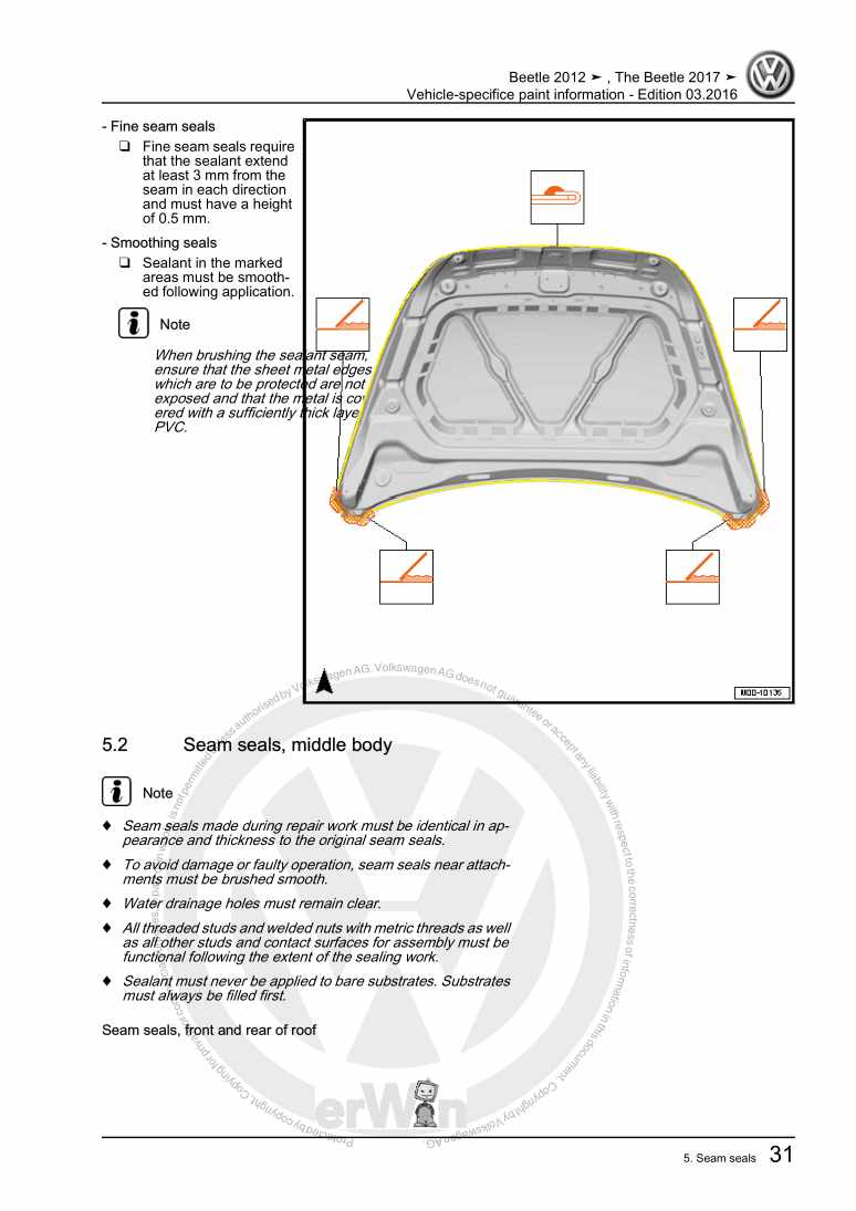 Examplepage for repair manual 3 Vehicle-specifice paint information