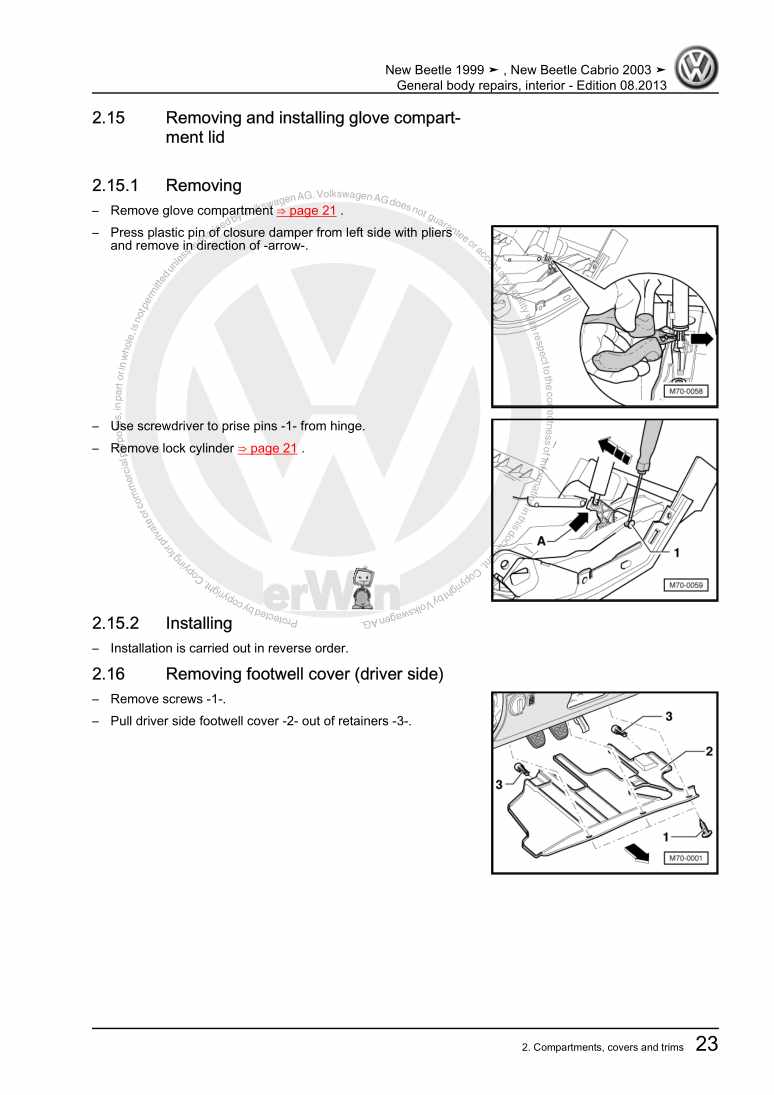 Examplepage for repair manual 3 General body repairs, interior