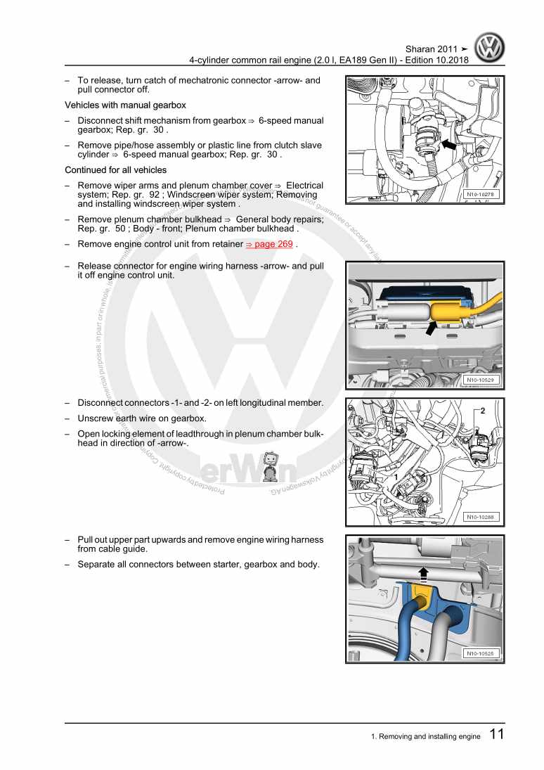 Examplepage for repair manual 4-cylinder common rail engine (2.0 l, EA189 Gen II)