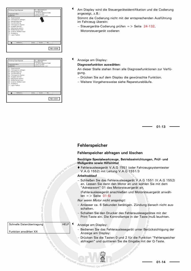 Examplepage for repair manual Motronic Einspritz- und Zündanlage (4 Zylinder Motor) AGN,AGU