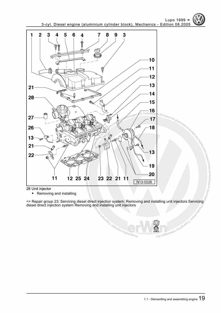Examplepage for repair manual 3 3-cyl. Diesel engine (aluminium cylinder block), Mechanics