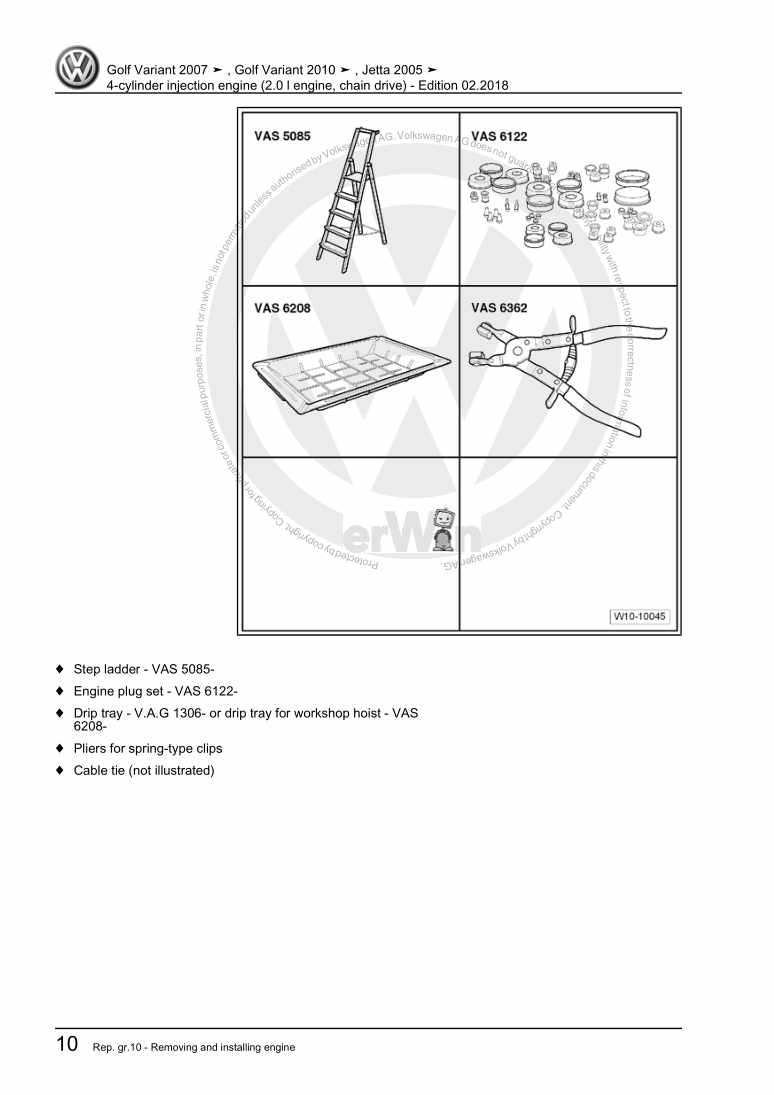 Examplepage for repair manual 2 4-cylinder injection engine (2.0 l engine, chain drive)