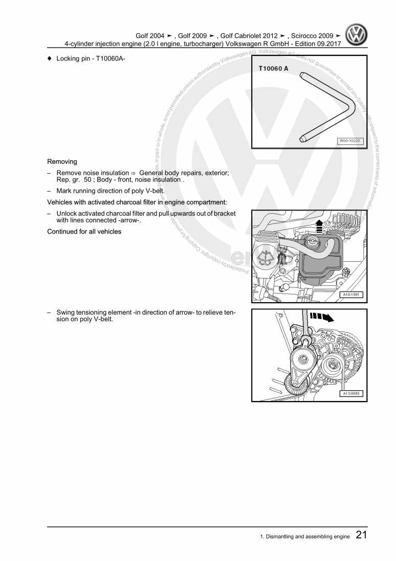 Examplepage for repair manual 4-cylinder injection engine (2.0 l engine, turbocharger) Volkswagen R GmbH