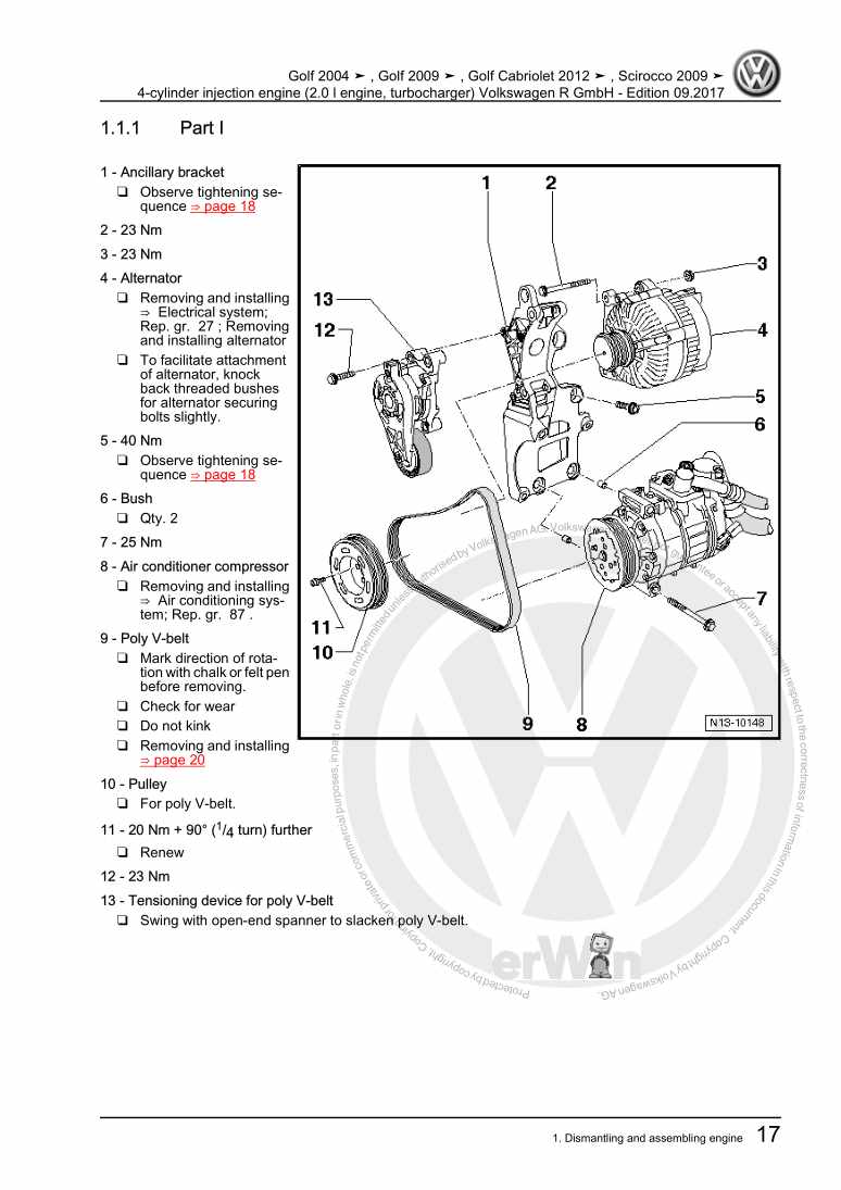 Examplepage for repair manual 3 4-cylinder injection engine (2.0 l engine, turbocharger) Volkswagen R GmbH