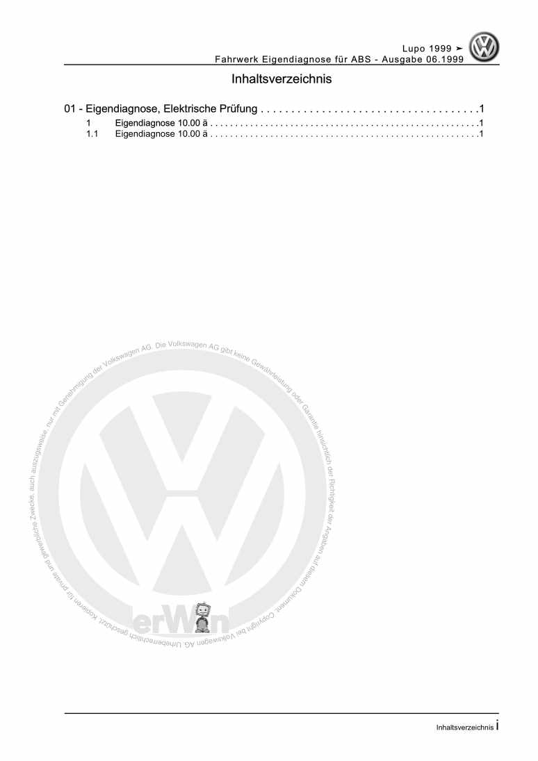 Examplepage for repair manual 2 Fahrwerk Eigendiagnose für ABS
