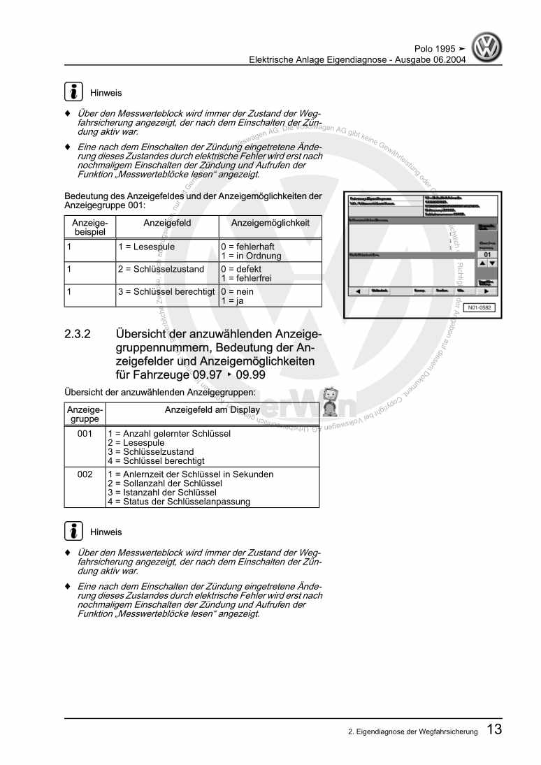 Beispielseite für Reparaturanleitung 2 Elektrische Anlage Eigendiagnose