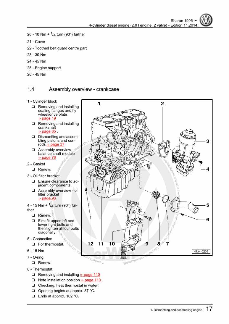 Examplepage for repair manual 2 4-cylinder diesel engine (2.0 l engine, 2 valve)