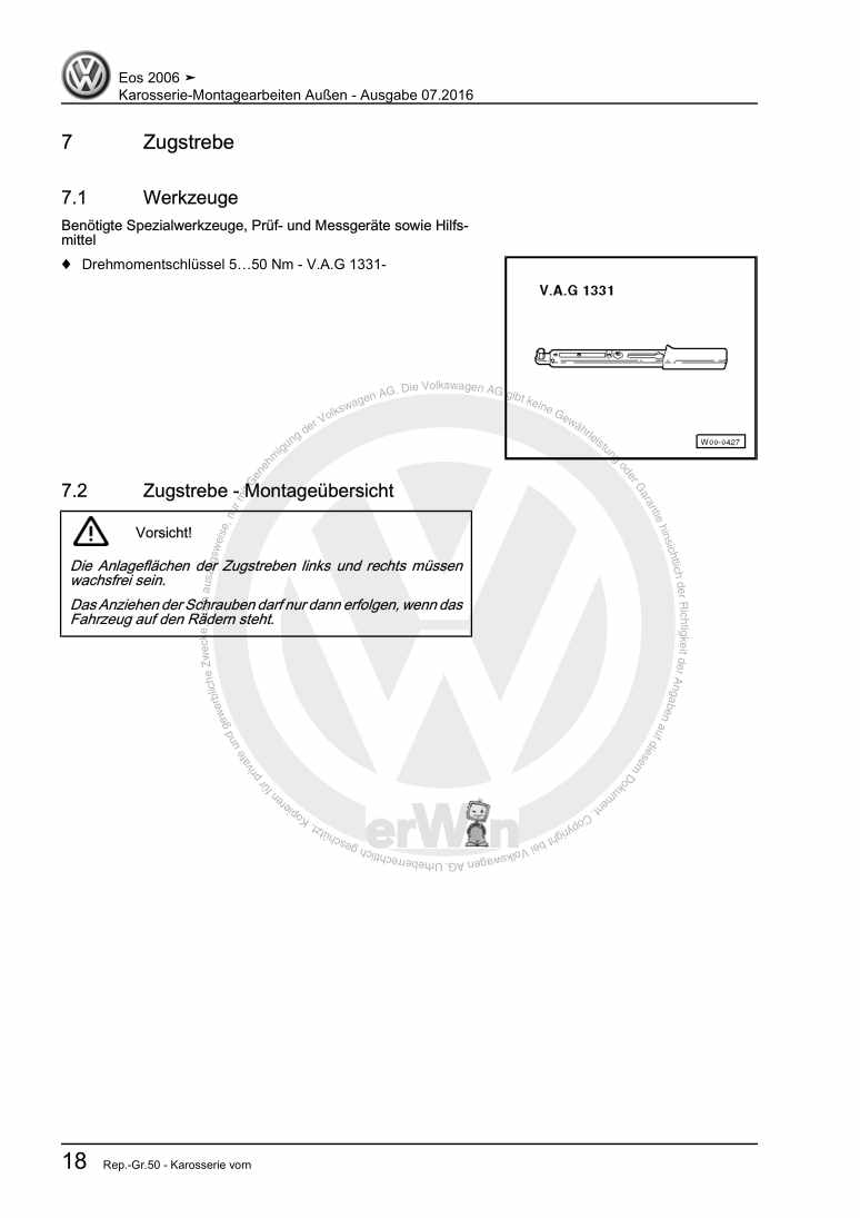 Examplepage for repair manual 3 Karosserie-Montagearbeiten Außen