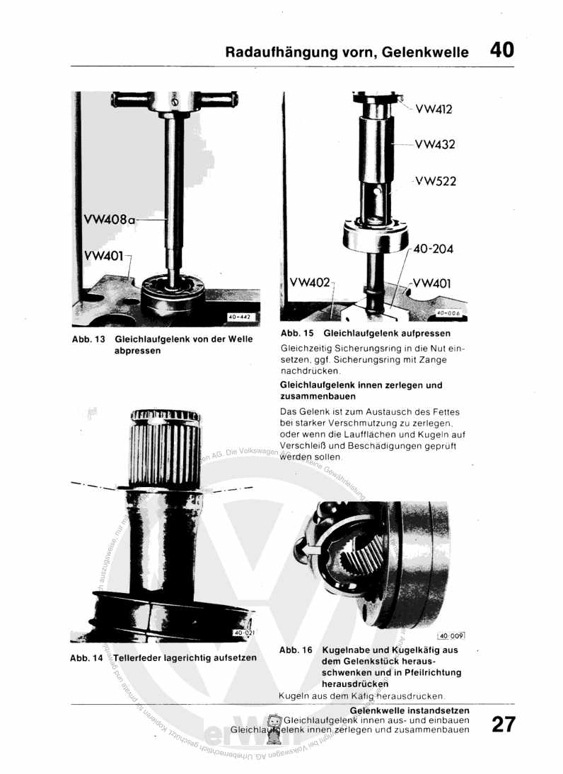 Examplepage for repair manual 2 Fahrwerk