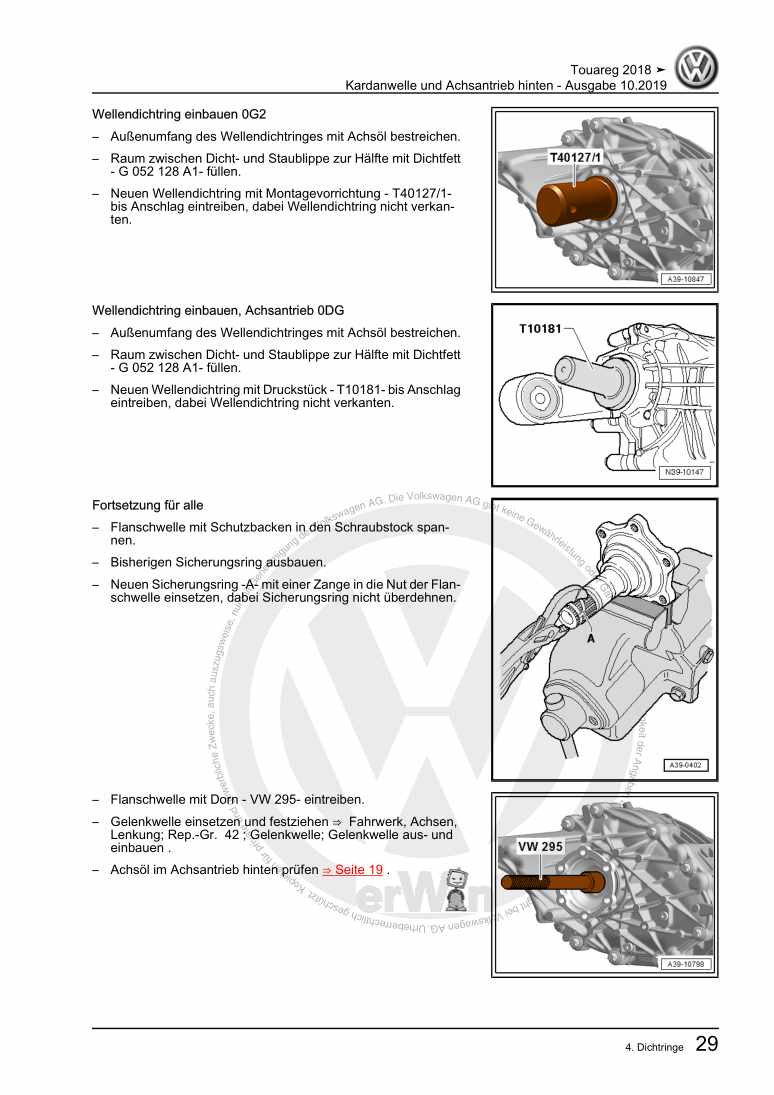 Examplepage for repair manual 2 Kardanwelle und Achsantrieb hinten