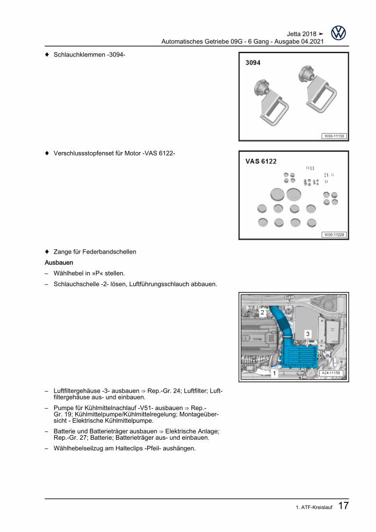 Beispielseite für Reparaturanleitung 2 Automatisches Getriebe 09G - 6 Gang