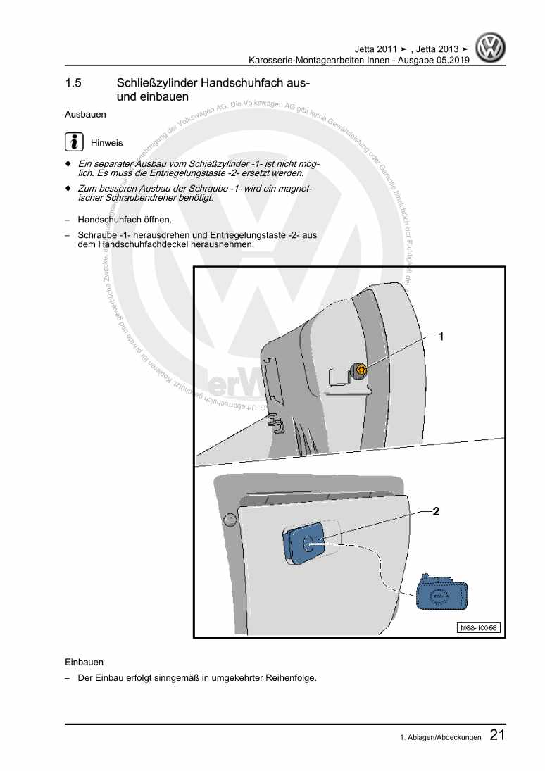 Examplepage for repair manual 2 Karosserie-Montagearbeiten Innen