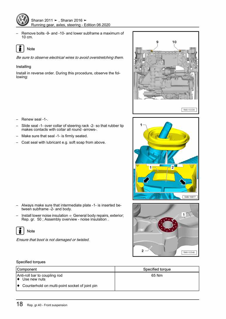 Examplepage for repair manual Running gear, axles, steering