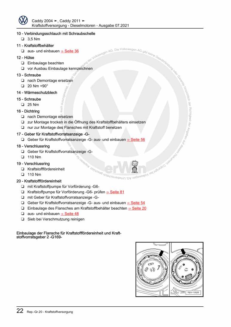 Examplepage for repair manual 2 Kraftstoffversorgung - Dieselmotoren