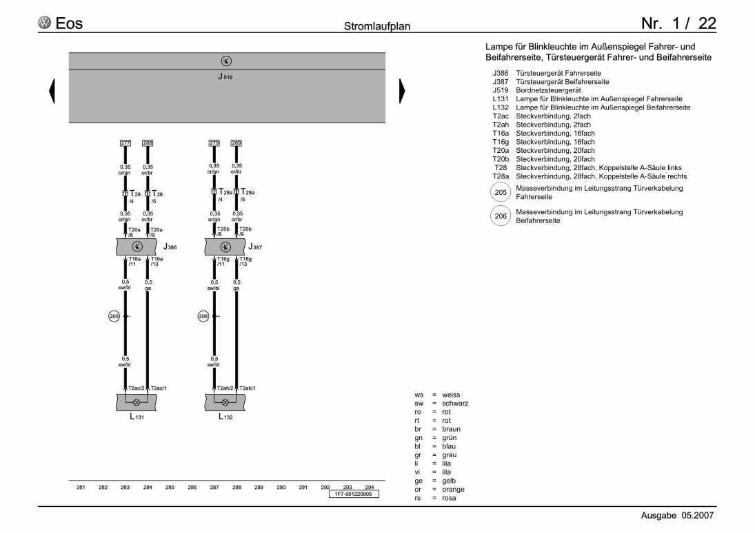 Beispielseite für Reparaturanleitung Grundausstattung, Fußraumbeleuchtung, ab Januar 2006